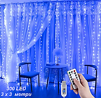 Гірлянда штора водоспад з пультом Copper Light 300 Led 3х3м Blue