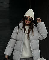 Женская зимняя стеганая куртка на молнии с воротником стойка размеры 42-48