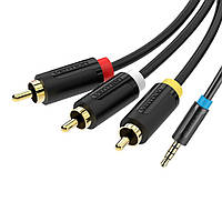 Видеокабель Vention BCBBG 3.5mm Male to 3RCA Male 1.5m, Black