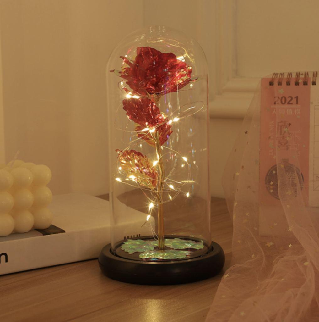 Вечная роза в стеклянной колбе 20 см с LED подсветкой Романтический ночник роза Rose of Love - фото 7 - id-p2046205027