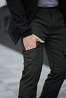 Комфортні повсякденні чоловічі карго штани із софтшелу на зиму, зимові чоловічі зручні штани кольору хакі
