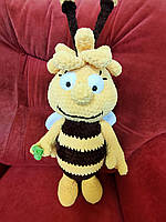 Пчела пчелка желтая насекомое большая 55см Игрушка вязаная супер мягкая