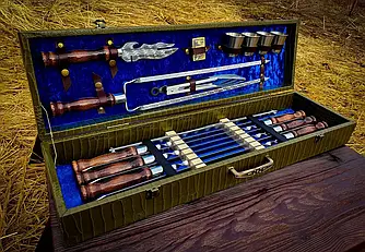 Шампури подарункові набір в дерев'яній коробці