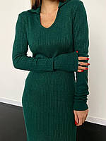 Женское платье, платье с длинным рукавом, обтягивающее платье, двухсторонняя ангора темно-зеленый, 42/44