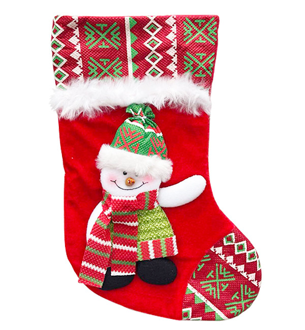 Різдвяна шкарпетка для подарунків "Сніговик", розмір - 32*21 см
