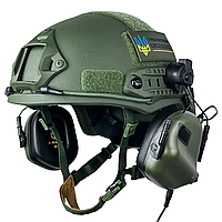 Комплект Шлем кевларовый Fast NIJ IIIA + наушники Earmor M31H Mod3 (Ranger Green) размер M