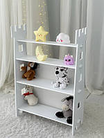Стелаж для іграшок і книг Корона дерев'яні полиці для дитячих іграшок білого кольору