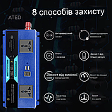 SMART інвертор 2800W 12/24V з 2хUSB, 2 розетки та активним охолодженням, Автомобільний перетворювач струму, фото 4