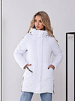 Жіноча непромокаюча куртка , євро зима. батал арт. 509 білого кольору/ біла/білий