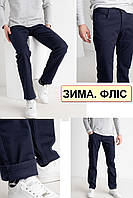 Зимние мужские джинсы, брюки на флисе стрейчевые FANGSIDA, Турция
