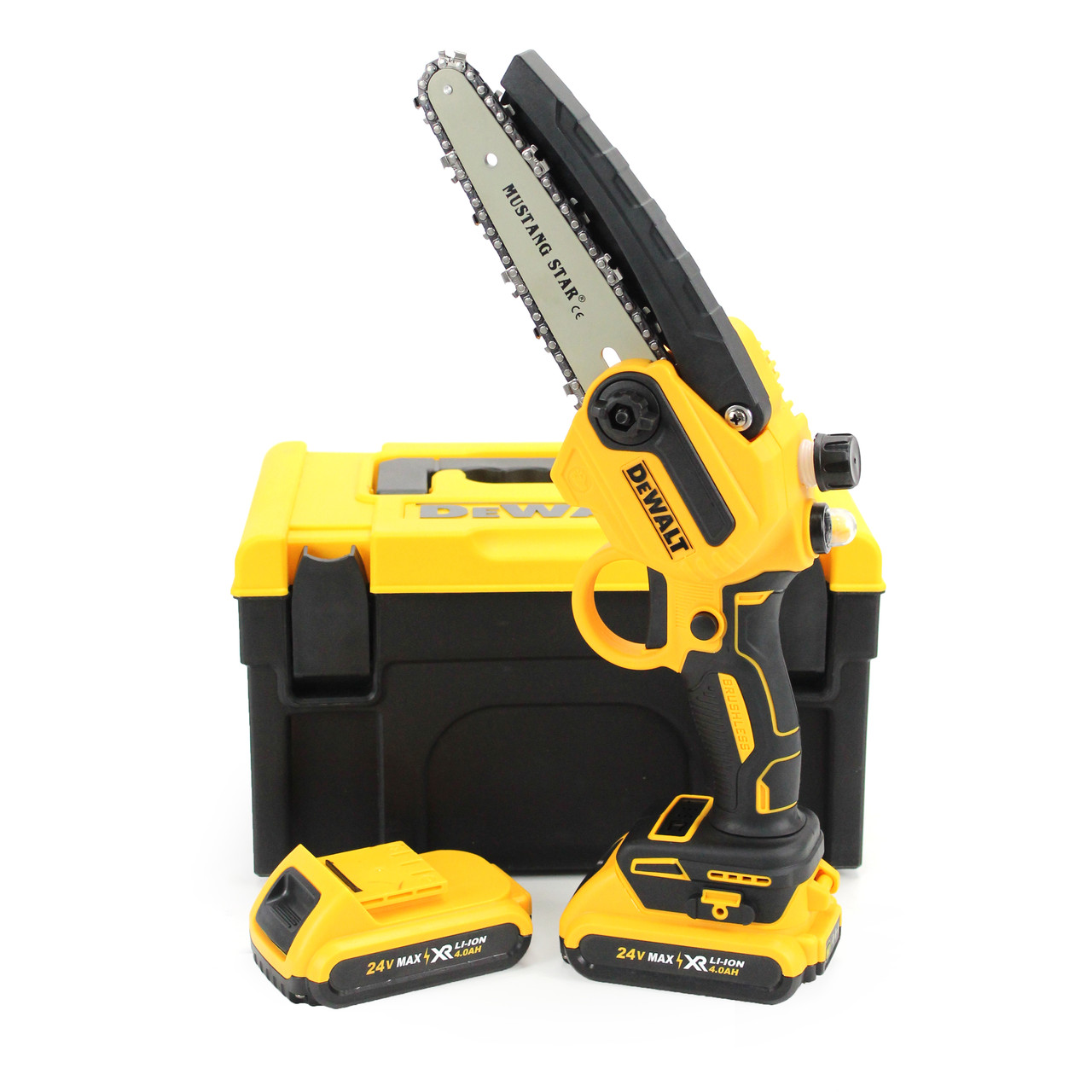 Акумуляторна міні пила DeWalt DCM160N (24V, 4AH, шина 10 см) з напівавтоматичним змащенням ланцюга