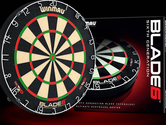 Набір професійний для гри в дартс Winmau Blade6 з сизаля з дротиками та лінією для кидка, фото 1