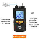 Вологомір деревини Benetech GM610 ( 5 до 70%) 2 голки з вибором типу деревини (4 режиму для 28 порід), АТС, фото 3