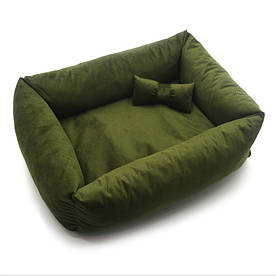 Лежак для собак і котів Бліц прямокутний хакі №3 60х85х23 см