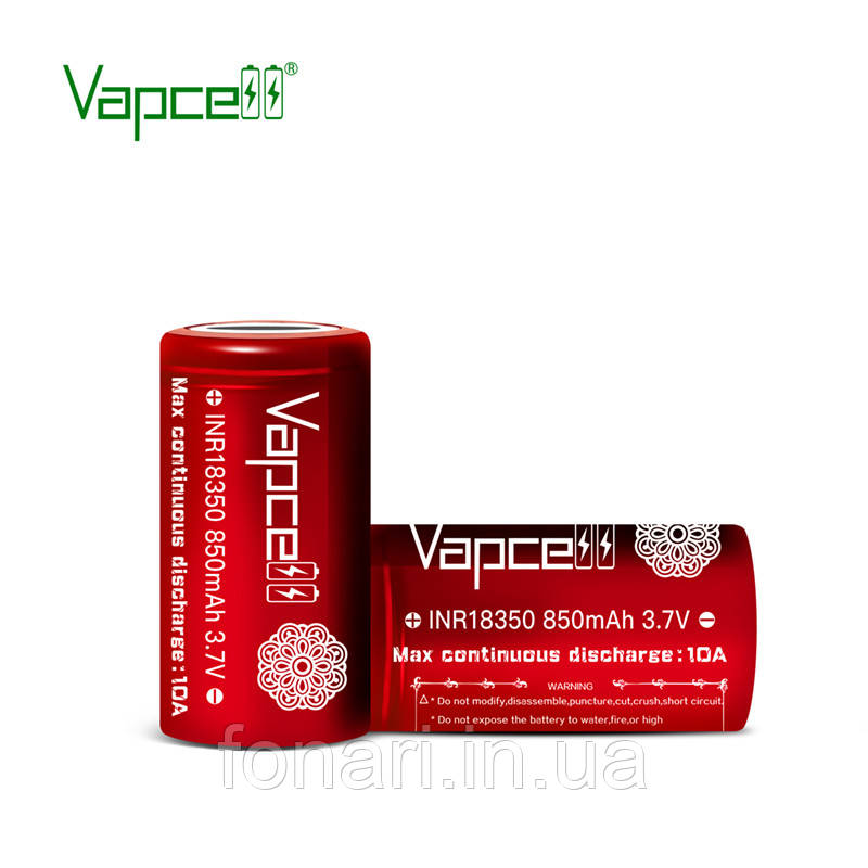 Аккумулятор Vapcell INR18350 Li-Ion 18350, 850mAh высокотоковый - фото 2 - id-p462114400