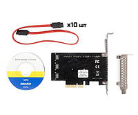 Контролер Frime (ECF-PCIEto10SATAIII001) PCI-Ex4-10xSata III, ASM1166+JMB575