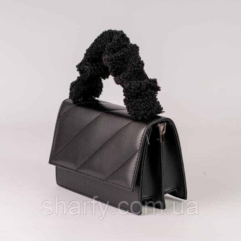 Жіноча хутряна сумка клатч через плече в 4-х кольорах. Чорний