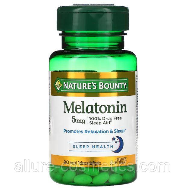 Мелатонін Nature's Bounty Melatonin 5mg 90 шт. рослинних капсул