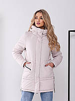 Жіноча непромокаюча куртка , євро зима. батал арт. 509 жемчужний/ жемчуг