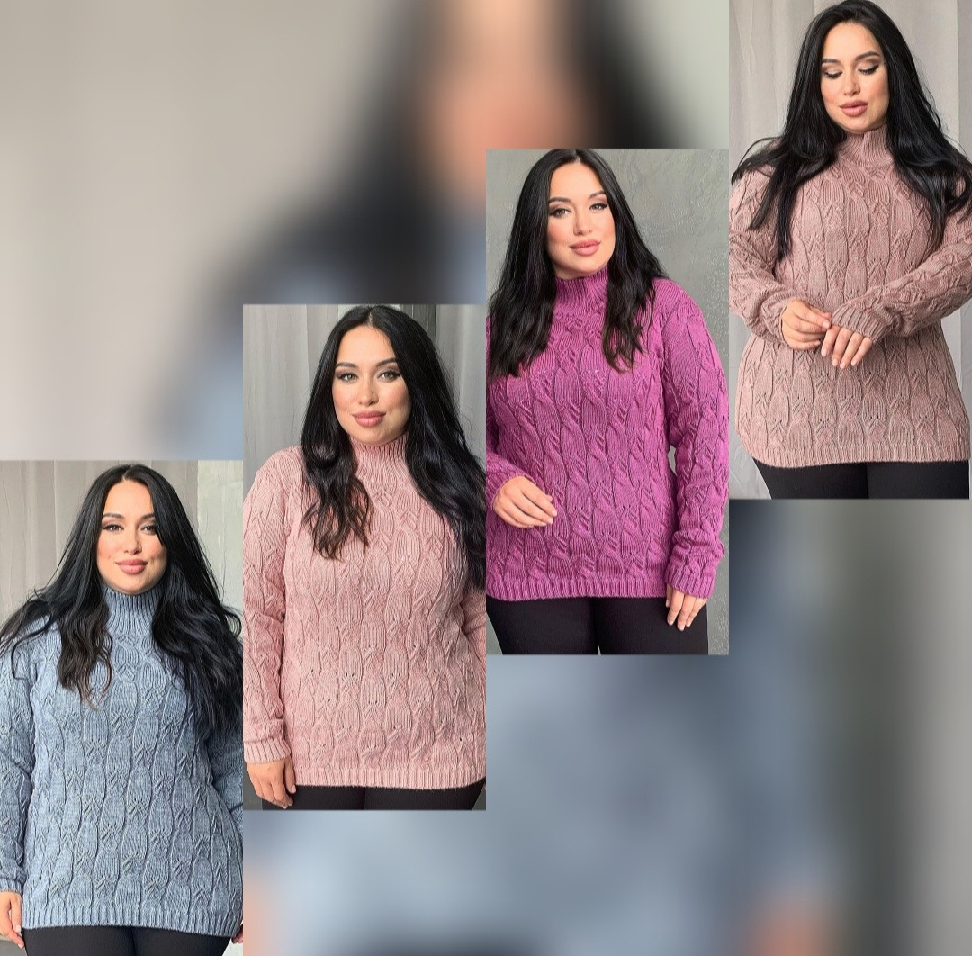 Жіночий в'язаний светр стійка, фото 1