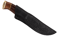 Чехол для ножа (215х50мм) нескладного, ножны для не складного ножа без гарды (черный, кожаный) SAG