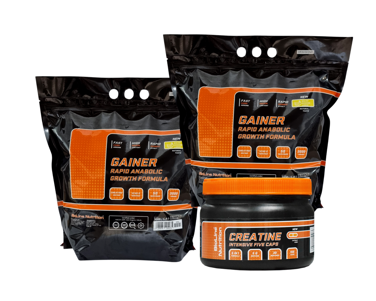 Високовуглеводний гейнер 6 кг Німеччина зі смаком Банану + креатин, фото 1