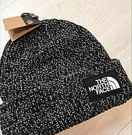 Шапка The North Face Salty Dog серая (меланж) с лого Шапка ТНФ Селти Дог зима