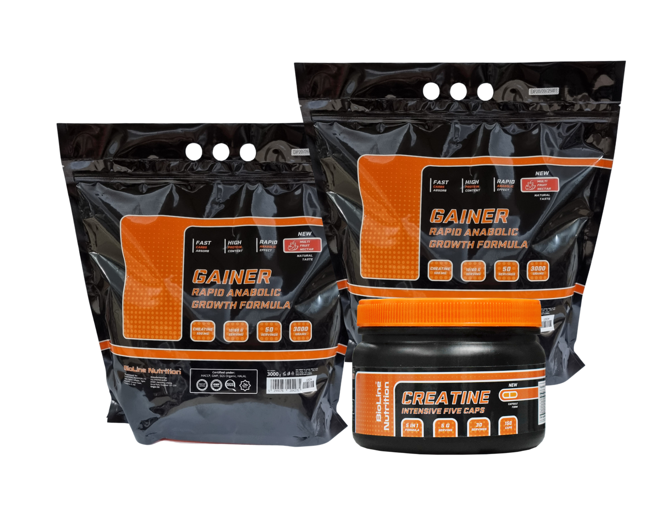 Гейнер мас комплект: 6 кг RAPID ANABOLIC GAINER смак мультифрукт + Креатин Bioline Nutrition, фото 1