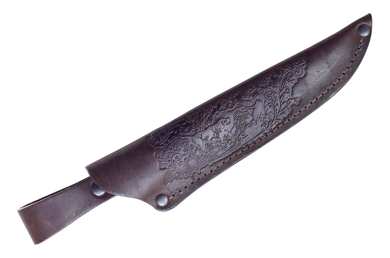Шкіряний чохол для нескладного ножа  без гарди (210х40 мм, коричневий, шкіра) SAG