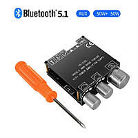 Підсилювач звуку 2х50Вт з Bluetooth 5.1 ZK-T50L, USB, AUX, Headphones. DC 12-24v