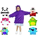 Дитяча толстовка плед худі з капюшоном і плюшевою іграшкою Huggle PETS 130-150 см Рожевий One Size, фото 5