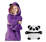 Дитяча толстовка плед худі з капюшоном і плюшевою іграшкою Huggle PETS 130-150 см Панда One Size, фото 3