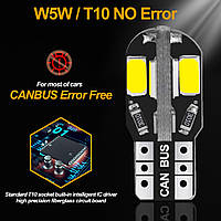 Светодиодная лампа Белая W5W T10 2.4Вт Canbus 8SMD-5730 LED12 В