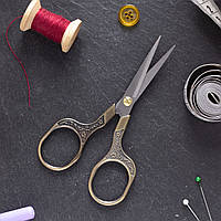 Ножиці швейні декоративні вінтажні для рукоділля колір латунь серія "Гілка"