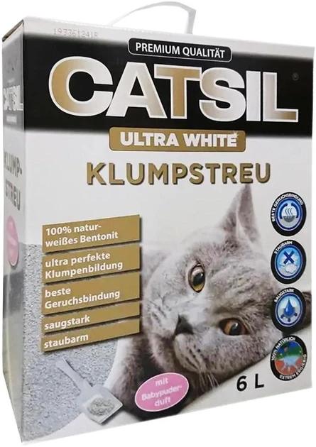 Наповнювач для котів Agros Trading ULTRA WHITE бентонітовий із запахом дитячої присипки 6 л