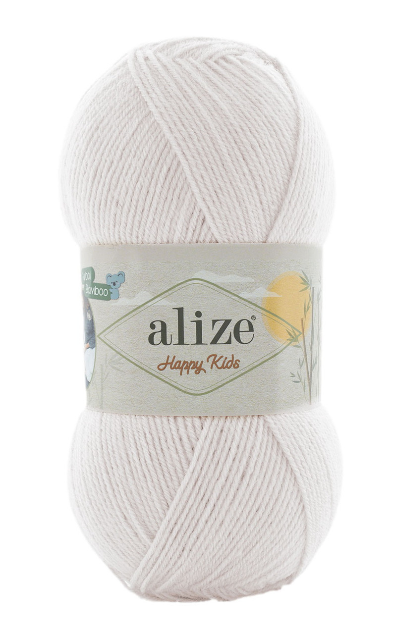Дитяча напіввовна з бамбуком HAPPY KIDS ALIZE  Хеппі Кідс Алізе № 55 - білий