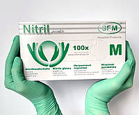 Нитриловые перчатки SFM, 4 грамма, M (7-8), зеленые, 100 шт