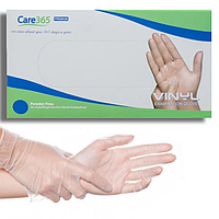 Виниловые перчатки Care 365 Premium, S (6-7), прозрачные, 100 шт