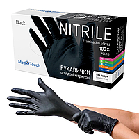 Нитриловые перчатки MedTouch Black, М (7-8), черные, 100 шт