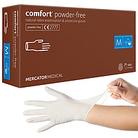 Латексні рукавички Mercator Medical Comfort, M (7-8), білі, неопудрені, 100 шт