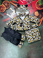 Зимний костюм тройка (конверт, куртка, комбинезон) "Ушки" для малышей 0-24 мес. Принт мишки