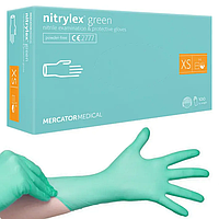 Нитриловые перчатки Mercator Medical Nitrylex GREEN, XS (5-6), мятные, 100 шт