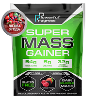 Высокобелковый гейнер для набора массы Powerful Progress Mass Gainer 1 кг со вкусом лесной ягоды