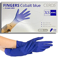 Нитриловые перчатки CEROS Fingers®, XS (5-6), синие, 100 шт