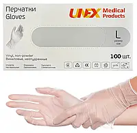 Виниловые перчатки Medical Products Unex, L (8-9), прозрачные, 100 шт