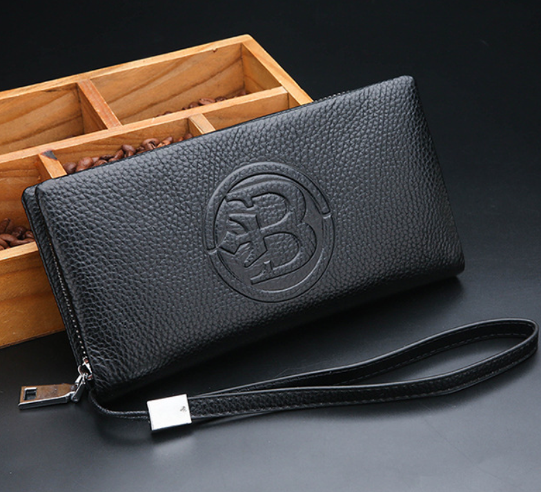 Мужской кожаный клатч кошелек Feidikabolo с отделом для телефона черный - фото 1 - id-p2046403119