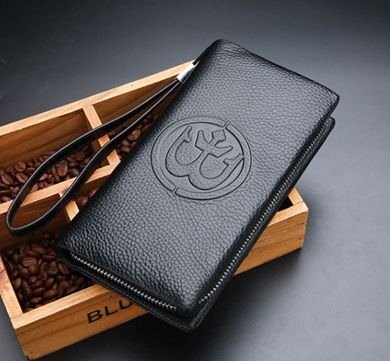 Мужской кожаный клатч кошелек Feidikabolo с отделом для телефона черный - фото 3 - id-p2046403119