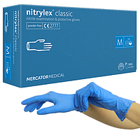 Нитриловые перчатки Mercator Medical Nitrylex CLASSIC, M (7-8), голубые, 100 шт