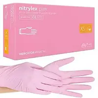 Нитриловые перчатки Mercator Medical Nitrylex PINK, XS (5-6), розовые, 100 шт