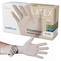 Латексные перчатки MedTouch, S (6-7), белые, неопудренные, 100 шт